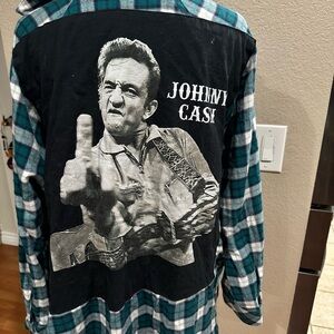 Johnny Cash button down. Indie, grunge, work shirt, festival, band-shirt